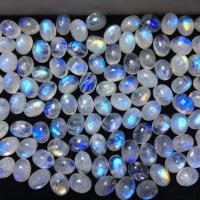 Moonstone Cabochon, Oval, polished, DIY, white, 6x8mm, Approx 100PCs/Bag, Sold By Bag