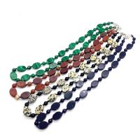 Natural Gemstone Necklace, Natural Stone, Oval, different materials for choice & for woman, more colors for choice, 10x14mm, Length:Approx 42 cm, Sold By PC