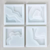 DIY مجموعة قوالب الايبوكسي, سيليكون, مربع, ديي & تصاميم مختلفة للاختيار, أبيض, 95x95mm, تباع بواسطة PC