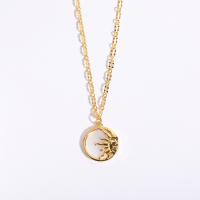 Brass Necklace with Shell with 1.97inch extender chain 14K gold plated fashion jewelry & Unisex golden nickel lead & cadmium free 15mm Length Approx 17.72 Inch Sold By PC