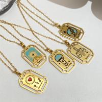 Stainless Steel Jewelry Necklace 304 Stainless Steel 18K gold plated fashion jewelry & for woman & enamel golden Length Approx 17.72 Inch Sold By PC