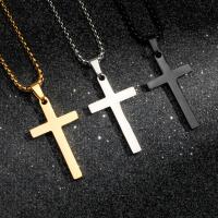 Stainless Steel Jewelry Necklace, 304 Stainless Steel, Cross, fashion jewelry & Unisex, more colors for choice, 19x35mm, Length:Approx 23.62 Inch, Sold By PC