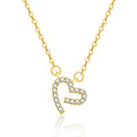 Cubic Zircon Micro Pave Brass Necklace with 5cm extender chain Heart plated fashion jewelry & micro pave cubic zirconia & for woman & hollow nickel lead & cadmium free Length 40 cm Sold By PC