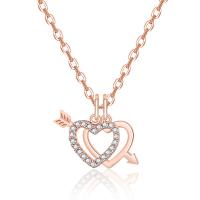 Cubic Zircon Micro Pave Brass Necklace with 5cm extender chain Heart plated fashion jewelry & micro pave cubic zirconia & for woman & hollow nickel lead & cadmium free Length 40 cm Sold By PC