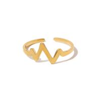 Titanium Staal Manchet Finger Ring, Elektrocardiografisch, mode sieraden & voor vrouw, gouden, 19x7mm, Verkocht door PC