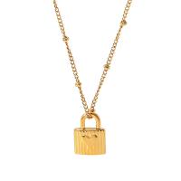 Titanstahl Halskette, mit Verlängerungskettchen von 5cm, Türschloss, Modeschmuck & einstellbar & für Frau, goldfarben, 14mm, Länge 41 cm, verkauft von PC