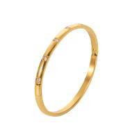 Acier titane bracelet ordinaire, beignet, bijoux de mode & pavé de micro zircon & pour femme, doré, 4mm, Diamètre intérieur:Environ 59mm, Vendu par PC