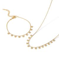 Titanová ocel náhrdelník, Titanium ocel, módní šperky & nastavitelný & různé styly pro výběr & micro vydláždit kubické zirkony & pro ženy, zlatý, Prodáno By PC