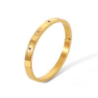 Acier titane bracelet ordinaire, beignet, bijoux de mode & motif de mauvais œil & pavé de micro zircon & pour femme, doré, 6mm, Diamètre intérieur:Environ 59mm, Vendu par PC