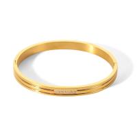 Acier titane bracelet ordinaire, beignet, bijoux de mode & pavé de micro zircon & pour femme, doré, 6mm, Diamètre intérieur:Environ 59mm, Vendu par PC