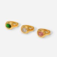 Titanium Čelik Finger Ring, s Kubni cirkonij, Oval, modni nakit & različite veličine za izbor & za žene, više boja za izbor, 12.90x15mm, Veličina:6-8, Prodano By PC