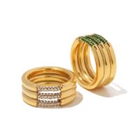 Titanium Čelik Finger Ring, modni nakit & micro utrti kubni cirkonij & za žene, više boja za izbor, 10mm, Veličina:6-8, Prodano By PC