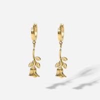 Edelstahl Tropfen Ohrring, 304 Edelstahl, Rose, Modeschmuck & für Frau, goldfarben, 405mm, verkauft von Paar