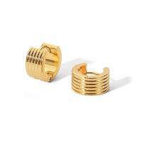 Boucle d'oreille Acier Titane, beignet, bijoux de mode & pour femme, doré, 7x13mm, Vendu par paire