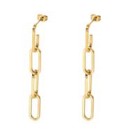 Titanium Steel  Earring, Vacuum Ion Plating, fashion jewelry & for woman, golden, 7.30x17.88mm, Sold By Pair