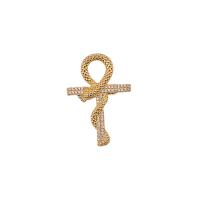 Cubic Zirconia Brooch Brass Cross gold color plated Unisex & micro pave cubic zirconia nickel lead & cadmium free Sold By PC