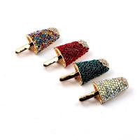 Rhinestone Brooch Zinc Alloy Ice Cream gold color plated Unisex & with rhinestone nickel lead & cadmium free Sold By PC