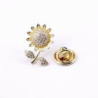 Cubic Zirconia Brooch, Brass, Sunflower, gold color plated, micro pave cubic zirconia & for woman, more colors for choice, nickel, lead & cadmium free, 14x21mm, Sold By PC