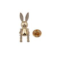 Cubic Zirconia Brooch, Brass, Rabbit, gold color plated, micro pave cubic zirconia & for woman, nickel, lead & cadmium free, 36x12mm, Sold By PC