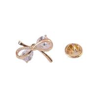 Cubic Zirconia Brooch, Brass, Bowknot, gold color plated, micro pave cubic zirconia & for woman, nickel, lead & cadmium free, 24x21mm, Sold By PC