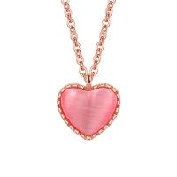 laiton collier, avec pierre gemme, avec 1.96 inch chaînes de rallonge, coeur, Placage, pour femme, plus de couleurs à choisir, Longueur:Environ 15.75 pouce, Vendu par PC