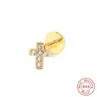 Cubic Zirconia Micro Pave Sterling Silver Earring, 925 Sterling Silver, gold color plated, different styles for choice & micro pave cubic zirconia & for woman, Sold By PC
