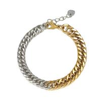 Stainless Steel Jewelry Bracelet, 304 Stainless Steel, with 1.18 inch extender chain, Vacuum Ion Plating, Unisex, two different colored, Length:Approx 6.3 Inch, Sold By PC
