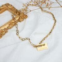 Edelstahl Schmuck Halskette, 304 Edelstahl, mit Brief Muster & für Frau, goldfarben, Länge ca. 15.75 ZollInch, verkauft von PC