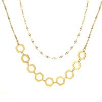 Multi Layer Necklace 304 Stainless Steel with 2.36 inch extender chain Vacuum Ion Plating for woman & multi-strand golden Length Approx 14.96 Inch Sold By PC