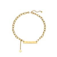Edelstahl Schmuck Halskette, 304 Edelstahl, mit Verlängerungskettchen von 1.96 inch, für Frau, goldfarben, Länge:ca. 16.53 ZollInch, verkauft von PC