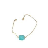 Bijoux bracelet en acier inoxydable, Acier inoxydable 304, avec turquoise, pour femme, doré, Longueur:Environ 6.3 pouce, Vendu par PC