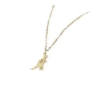 Edelstahl Schmuck Halskette, 304 Edelstahl, Dinosaurier, für Frau & mit Strass, goldfarben, Länge:ca. 16.53 ZollInch, verkauft von PC