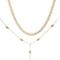 Multi слой ожерелье, Нержавеющая сталь 304, с 1.96 inch наполнитель цепи, Женский & многонитевая, Золотой, длина:Приблизительно 15.75 дюймовый, продается PC