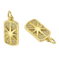Cubic Zirconia Micro Pave Brass Pendant, gold color plated, fashion jewelry & DIY & micro pave cubic zirconia & for woman, golden, 8x16x2mm, Hole:Approx 3mm, 10PCs/Lot, Sold By Lot