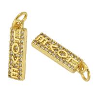 Cubic Zirconia Micro Pave Brass Pendant Rectangle gold color plated fashion jewelry & DIY & micro pave cubic zirconia & for woman golden Approx 3.5mm Sold By Lot