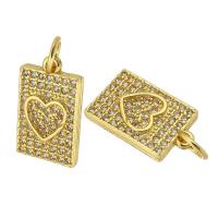 Cubic Zirconia Micro Pave Brass Pendant Rectangle gold color plated fashion jewelry & DIY & micro pave cubic zirconia & for woman golden Approx 3mm Sold By Lot