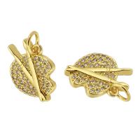 Cubic Zirconia Micro Pave Brass Pendant, gold color plated, fashion jewelry & DIY & micro pave cubic zirconia & for woman, golden, 13x11x2mm, Hole:Approx 3mm, 10PCs/Lot, Sold By Lot