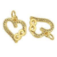 Cubic Zirconia Micro Pave Brass Pendant Heart gold color plated fashion jewelry & DIY & micro pave cubic zirconia & for woman golden Approx 3.5mm Sold By Lot