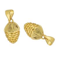 Bijoux pendentifs en laiton, Pomme de pin, Placage de couleur d'or, bijoux de mode & DIY & pour femme, doré, 9x15x9mm, Trou:Environ 3.5mm, 10PC/lot, Vendu par lot