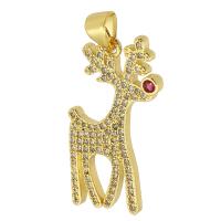 Brass Spacer Beads Deer gold color plated fashion jewelry & DIY & micro pave cubic zirconia & for woman two different colored Approx 3mm Sold By Lot