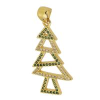 Cubic Zirconia Micro Pave Brass Pendant Christmas Tree gold color plated Christmas Design & fashion jewelry & DIY & micro pave cubic zirconia & for woman two different colored Approx 3.5mm Sold By Lot