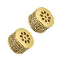 Brass Spacer Beads, gold color plated, fashion jewelry & DIY & micro pave cubic zirconia & for woman, golden, 6.50x10x10mm, 10PCs/Lot, Sold By Lot