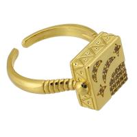 Kubieke Circonia Micro Pave Brass Ring, Messing, gold plated, mode sieraden & micro pave zirconia & voor vrouw, gouden, 14x11mm, Maat:7, 10pC's/Lot, Verkocht door Lot