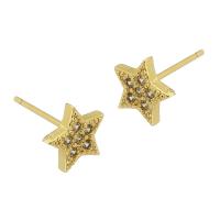 Cubic Zirconia Micro Pave Brass Earring Star gold color plated fashion jewelry & micro pave cubic zirconia & for woman golden Sold By Lot