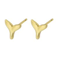 Brass Stud Earring, gold color plated, fashion jewelry & for woman, golden, 7x7x13.50mm, 10Pairs/Lot, Sold By Lot