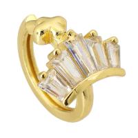 Boucles d'oreilles en laiton zircon cubique pavent, Placage de couleur d'or, bijoux de mode & pavé de micro zircon & pour femme, doré, 9x14x2mm, 10pairescouple/lot, Vendu par lot