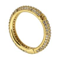 Messing Snap Lås, Runde, guldfarve belagt, mode smykker & du kan DIY & Micro Pave cubic zirconia & for kvinde, gylden, 19.50x19.50x3mm, 5pc'er/Lot, Solgt af Lot