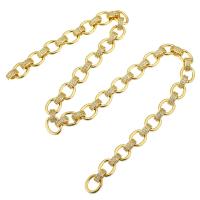 Mesing Ogrlica lanac, zlatna boja pozlaćen, modni nakit & možete DIY & micro utrti kubni cirkonij & za žene, zlatan, Dužina 1 m, Prodano By PC