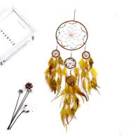 Fashion Dream Catcher Iron with Golden Threads & Feather handmade hanging 20mm Length 85-90 cm Sold By PC