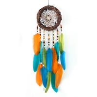 Fashion Dream Catcher, Iron, with Feather & Cotton, handmade, hanging, multi-colored, 15x70cm, Sold By PC